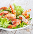 Green salad with shrimps
