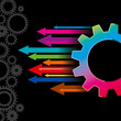 Global business arrow with technical background