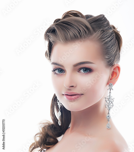 Photo: Jewelry. Glamorous Brunette - Brilliant Earrings. Sophistication Jewelry. Glamorous Brunette - Brilliant Earrings. Sophistication