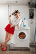 housewife bored in the laundry