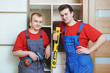 Photo: Portrait of wardrobe installation carpenters Portrait of wardrobe installation carpenters