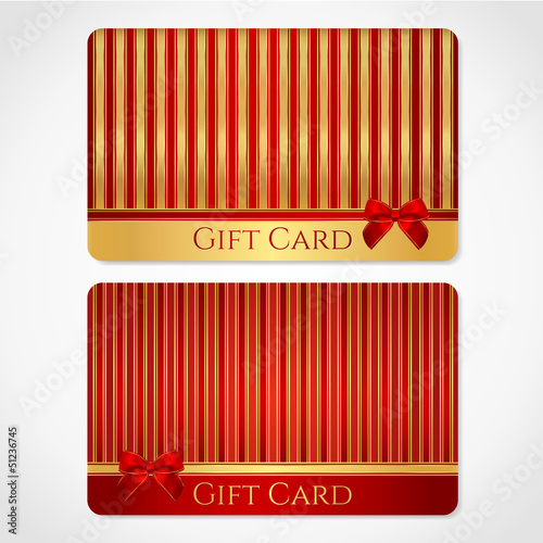Vector: Red and gold gift card (discount card) with stripy pattern Red and gold gift card (discount card) with stripy pattern