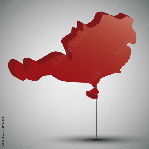 Illustration: map of Austria in form of a balloon map of Austria in form of a balloon