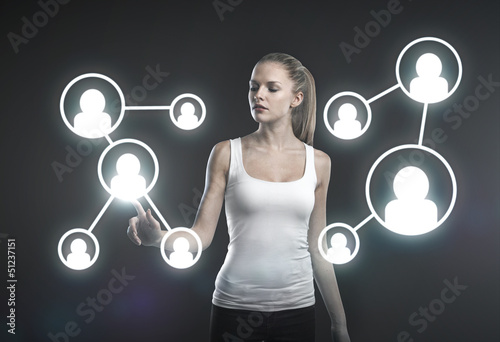Photo: girl presses interface girl presses interface