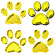 set of golden pet paws illustration