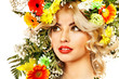 Woman with make up and flower.