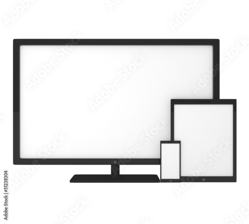 Illustration: Blank screens on smartphone, tablet pc and monitor Blank screens on smartphone, tablet pc and monitor