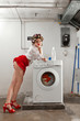 housewife bored in the laundry