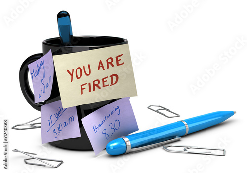 Illustration: losing job concept, unemployment, you are fired losing job concept, unemployment, you are fired
