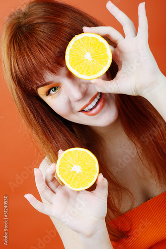 Photo: redhead girl with orange redhead girl with orange