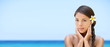 Spa woman on travel beach resort - panorama banner