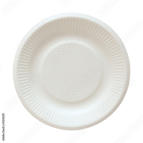 Photo: Disposable paper plate isolated on white with clipping path Disposable paper plate isolated on white with clipping path