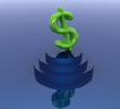 icon dollar sign on podium on reflection background