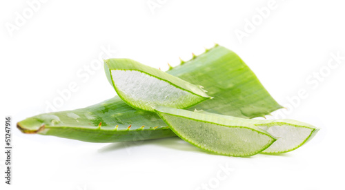 Photo: cut aloe leaves on white background cut aloe leaves on white background