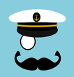 man with sailor hat and large mustache