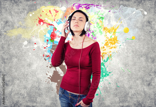 Photo: Girl with earphones Girl with earphones
