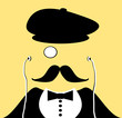 retro man with earphones and monocle