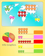 people rate and world map graph info-graphic