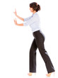 Business woman pushing with hands