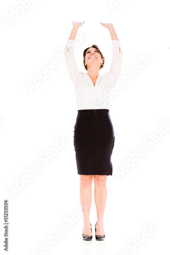 Photo: Business woman lifting something Business woman lifting something