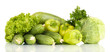fresh green vegetables isolated on white