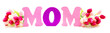 Mothers Day flowers with foam letters spelling MOM