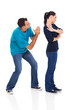 man begging his angry wife