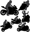 Motorcycle rider silhouettes set. Layered and fully editable