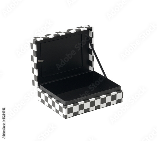 Photo: black and white opened paper jewelry box with empty space black and white opened paper jewelry box with empty space