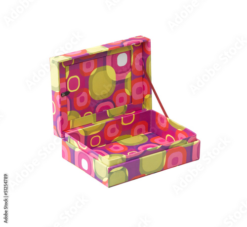 Photo: Colorful opened paper jewelry box with empty space Colorful opened paper jewelry box with empty space