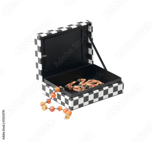 Photo: Opened paper jewelry box with jewelry inside Opened paper jewelry box with jewelry inside