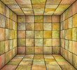 3d mosaic square tiled grunge empty space in multiple color