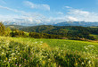 Summer mountain evening country view