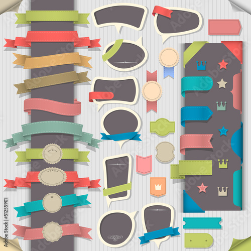 Big set retro design elements and speech bubbles