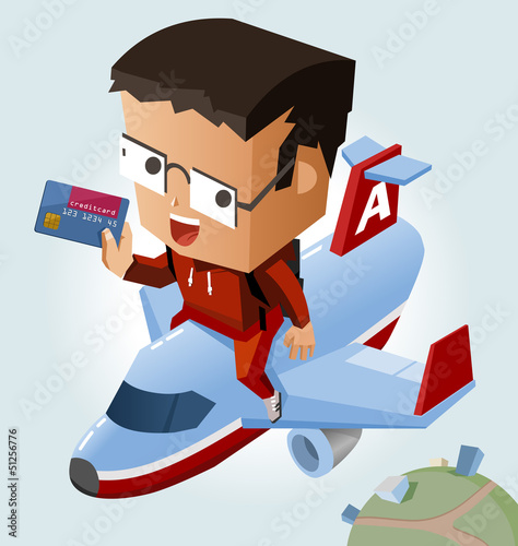 Vector: Easy travelling with credit card Easy travelling with credit card