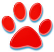 3d red pet paw illustration