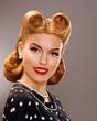 Nostalgia. Styled Woman with Retro Golden Hair Style. Nobility