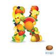 Vector Alphabet From Fruit. Letter K