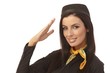 Closeup portrait of attractive flight attendant