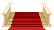 render of a red carpet on stairs, isolated on white