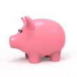 Pink piggy bank side view