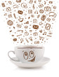 Coffee-mug with hand drawn media icons