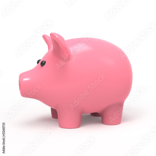 Illustration: Pink piggy bank side view Pink piggy bank side view
