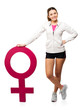 Young Woman With Female Sign