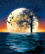 the moon and the tree silhouette
