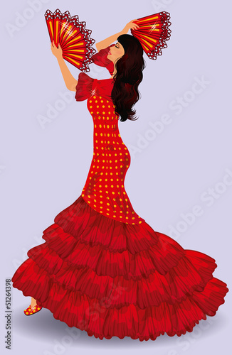 Vector: Flamenco dancer. spanish girl. vector illustration Flamenco dancer. spanish girl. vector illustration