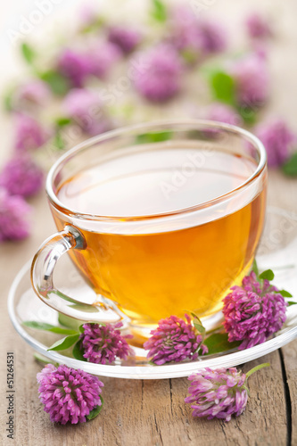 Photo: herbal tea and clover flowers herbal tea and clover flowers