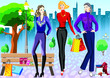 Vector: Women with shopping Women with shopping