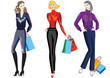 Vector: Girls on shopping. Girls on shopping.