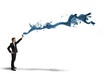 Businessman paint with spray